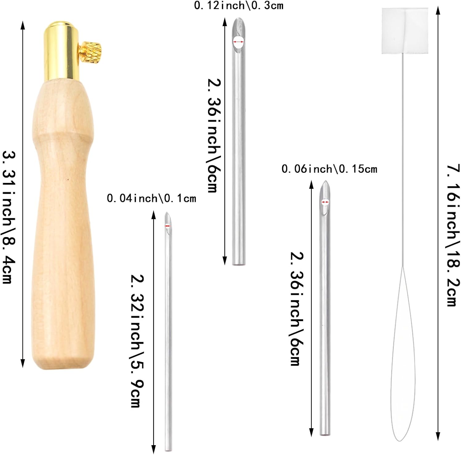 2 Set Wooden Adjustable Punch Needle Tool for Embroidery