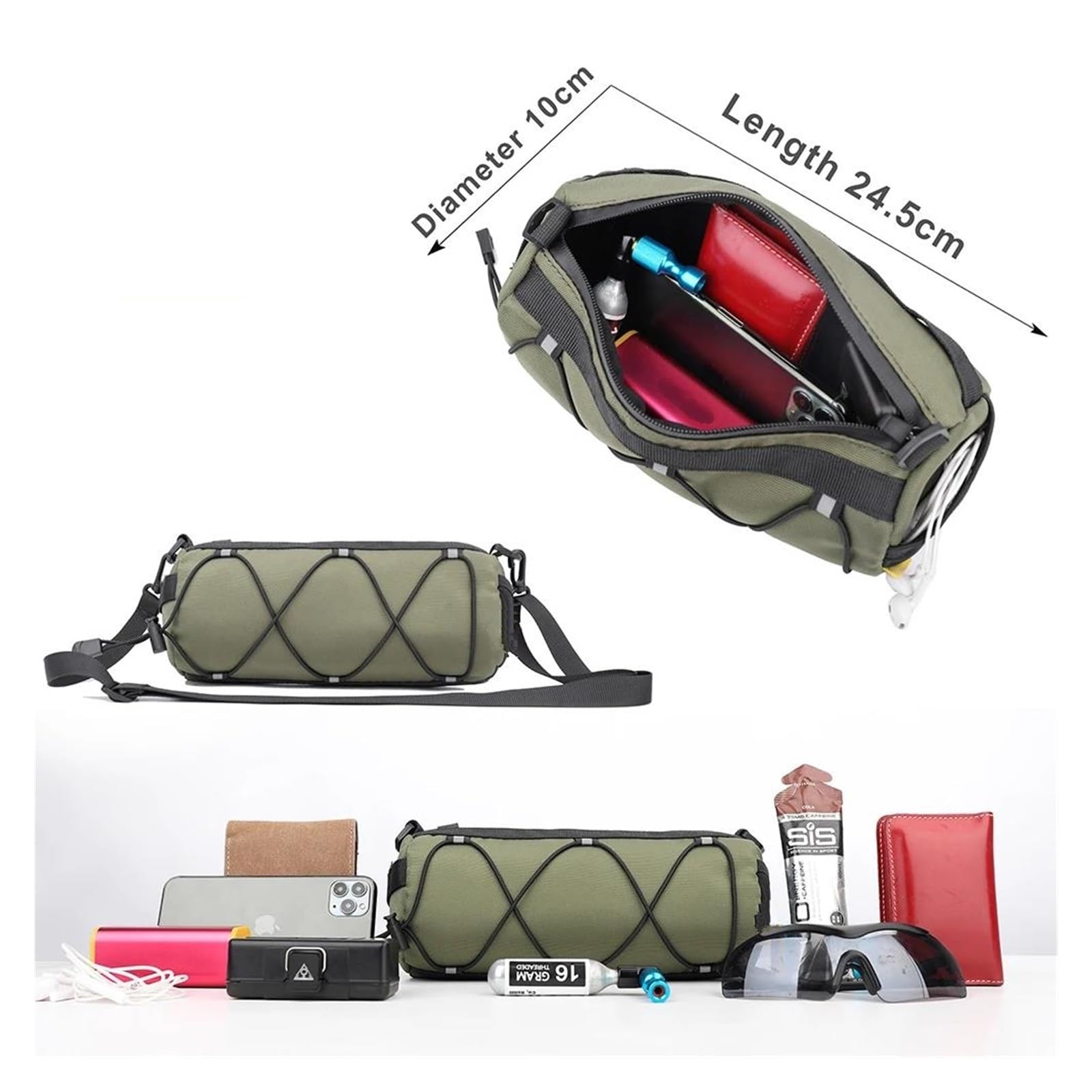 Accesorios Bolsa Mensajero para Manillar Bicicleta Bolsa para El Tubo Delantero De La Bicicleta Cesta para Cuadro De Bicicleta Bolsa para Asiento De Motocicleta/Bolsa Trasera(Green)