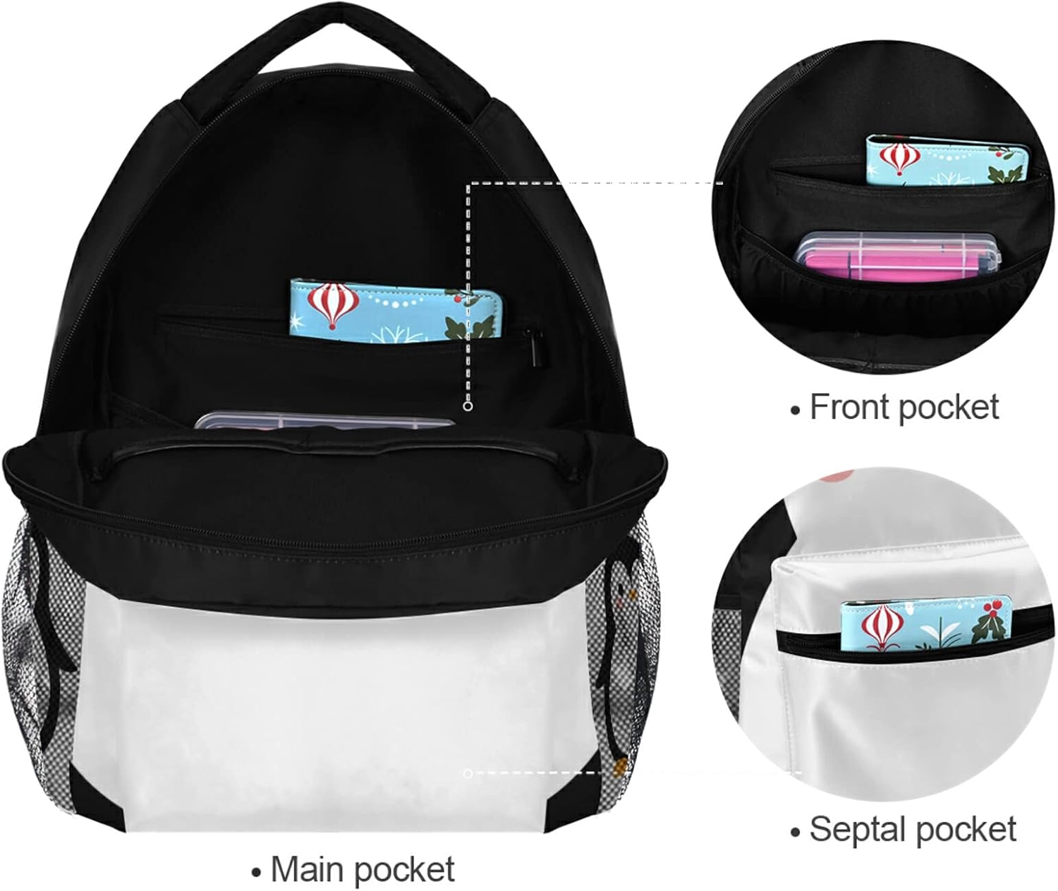 Kcldeci Penguin Laptop Backpack Student Backpacks School Bag Bookbag Travel Daypack Shoulder Bag Fits 14inch Laptop - Image 7