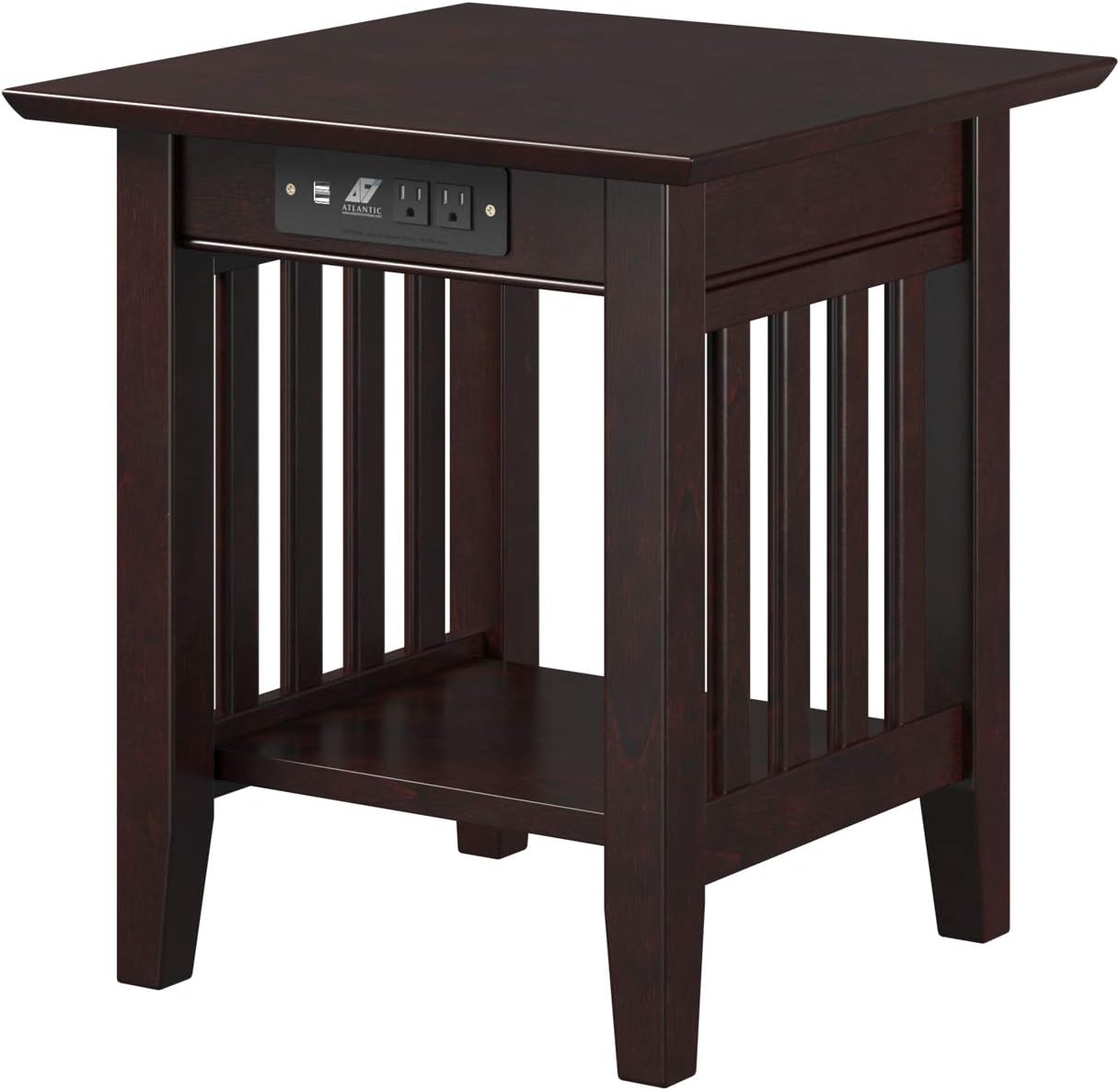 AFI Mission End Table with Charging Station in Espresso