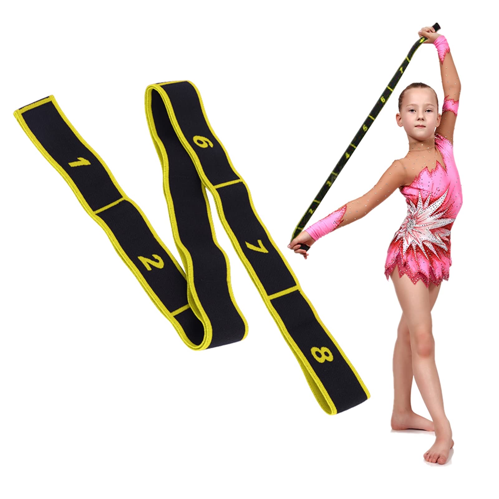 Dioche Yoga Band, Sports Gym Latin Dance Elastic Stretching Belt Fitness Exercise Pulling Strap(Yellow)