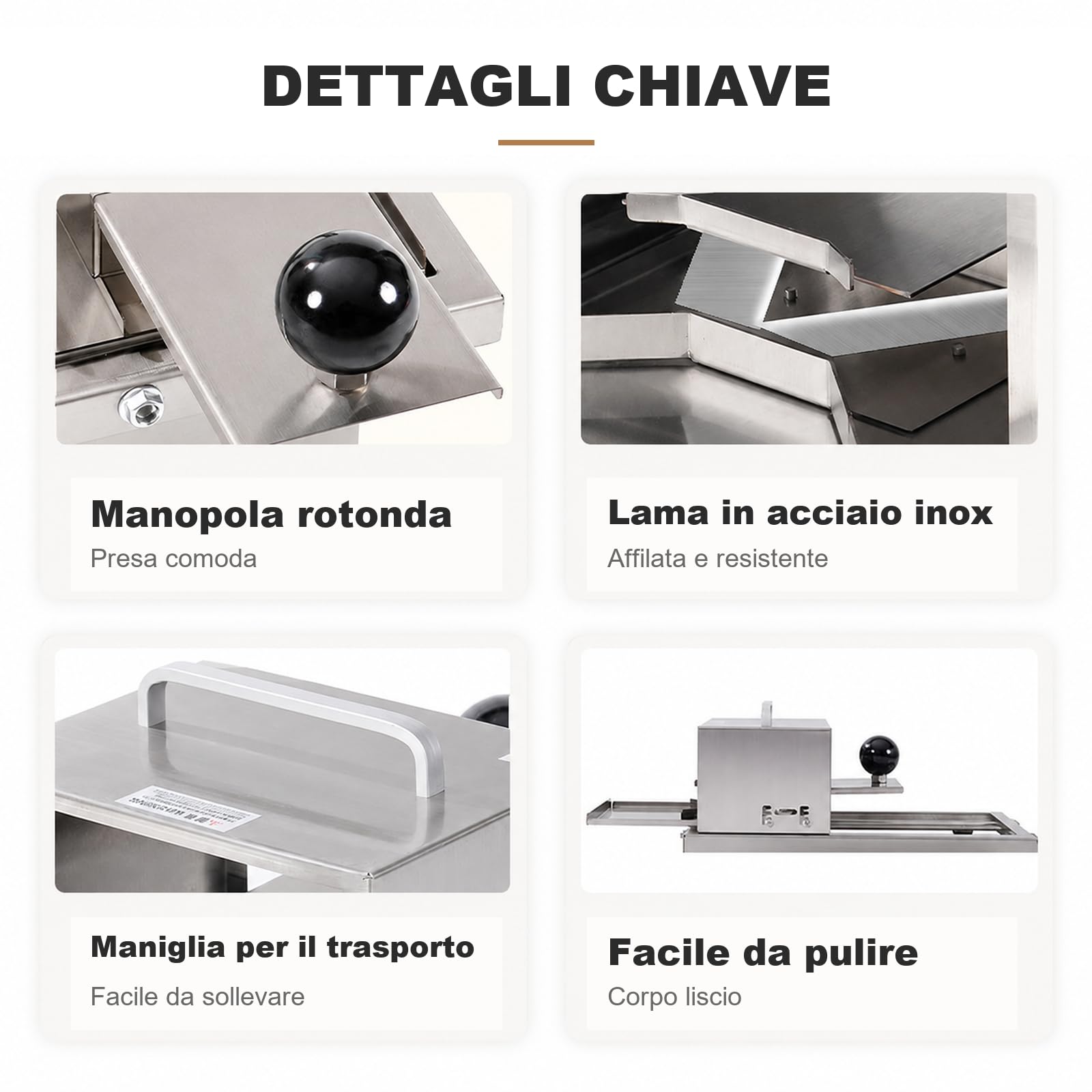 Tagliapane Manuale per Panini Hamburger 450-720 pz/h, Acciaio Inox