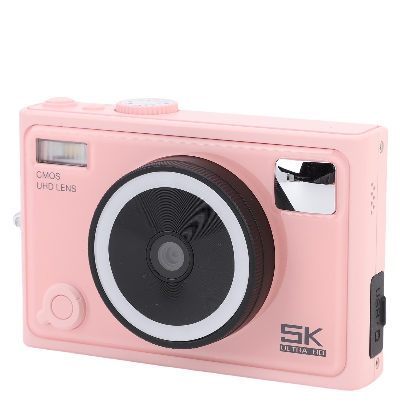 Bewinner Fotocamera Digitale 5k per Fotografia, Fotocamera da Vlogging da 64 MP per YouTube con Touchscreen HD da 2,8 Pollici, Telecamera Compatta WiFi HD con Flash per Principiante (PINK)