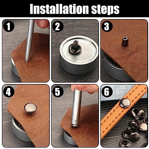 Nizirioo - Set di 360 borchie in pelle, 3 misure