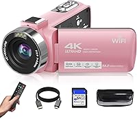 SMARTKLIK 4K 56MP Camcorder Video Camera: 18X Zoom, 270° Touchscreen, IR Night Vision, WiFi, Remote, 64GB Card