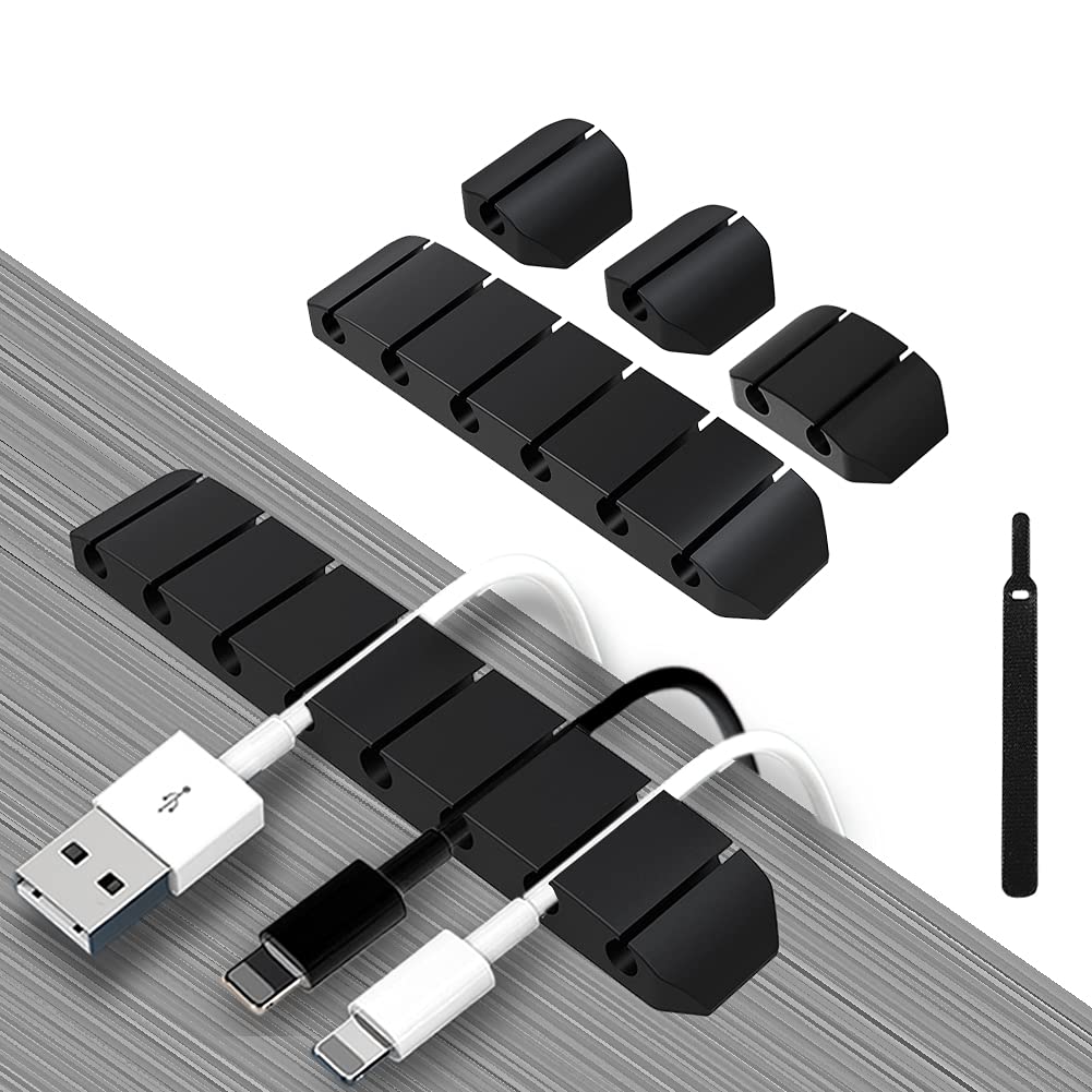 Clip portacavi, confezione da 5 organizer per cavi in silicone