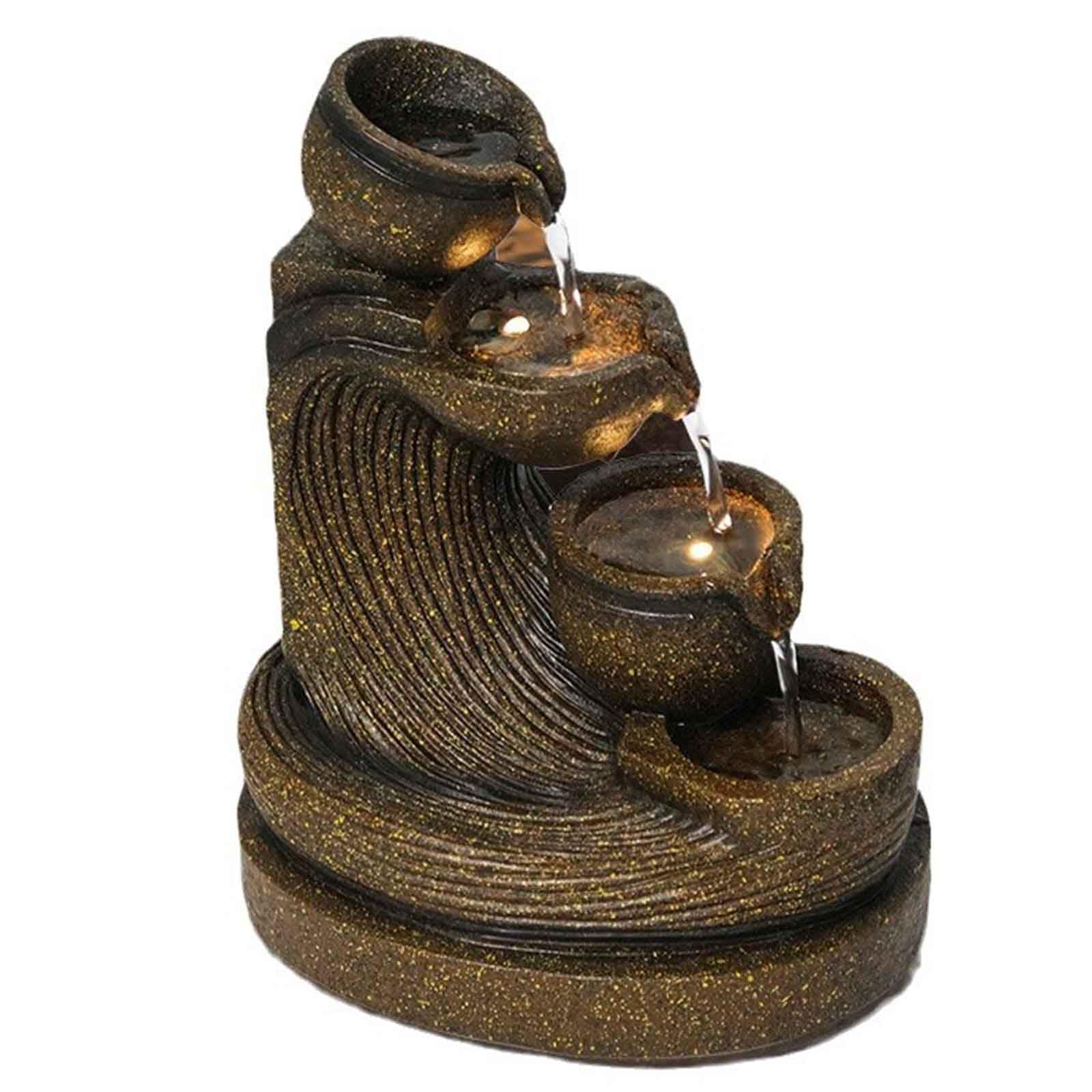 desktop fountain, Resin with Light Vintage Indoor Fountain Decorative Statue for Modern Home and Office Decoration
