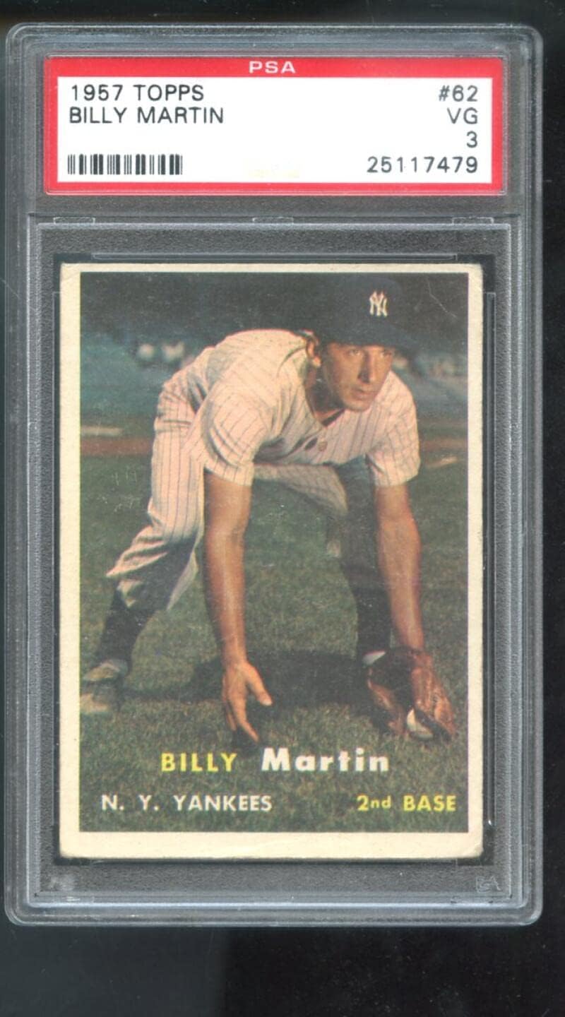1957 Topps #62 Billy Martin PSA 3 Graded Baseball Card MLB New York Yankees
