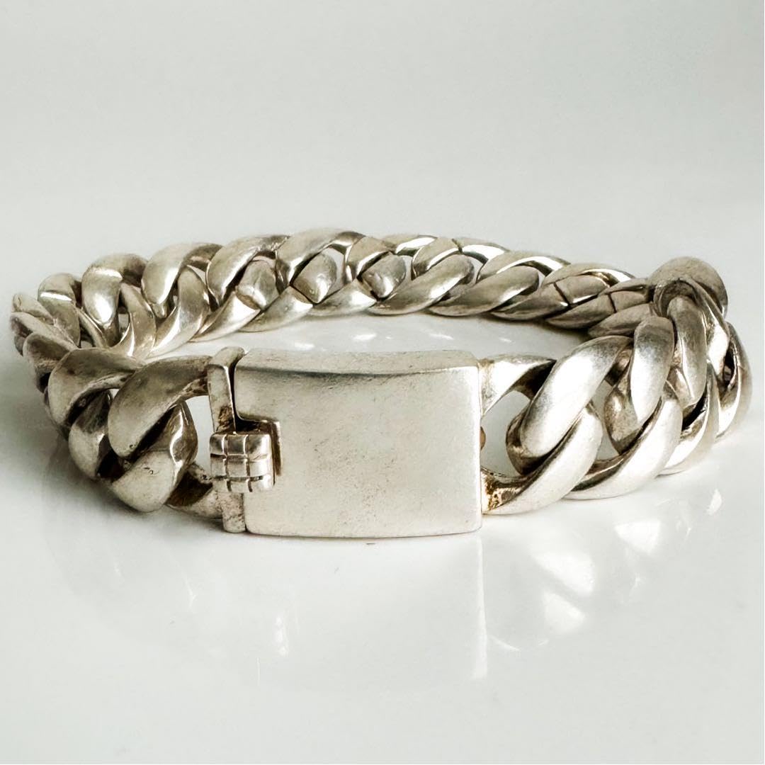 ヴィンテージメキシカン喜平チェーンシルバー925ブレスレット中太