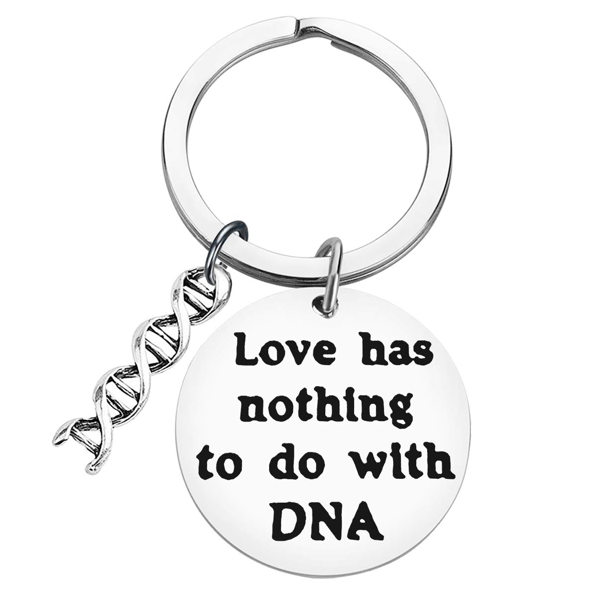 Step Children Keychain Gift Step Parent Jewelry for Stepdaughter Stepson Love Has Nothing to Do with DNA Keychain Mother in Law Keychain Stepmom Stepdad Gift Birthday Christmas Gift for Step Parent
