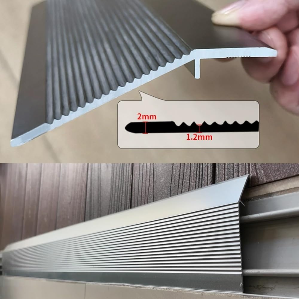 Aluminiowa listwa przejściowa, regulacja wysokości 10-40 mm, antypoślizgowy próg drzwi, czarna, 90 x 7 cm, trwałe rozwiązanie podłogowe dla bezpiecznego wejścia i wyjścia