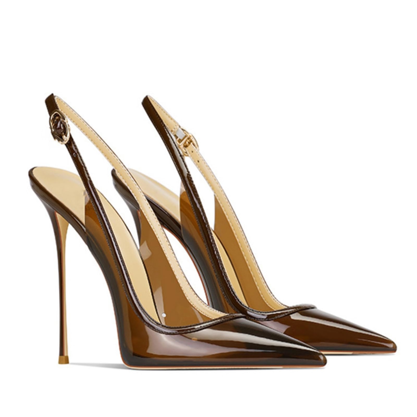 Décolleté con Punta a Punta e Cinturino sul Tallone per Donna, Tacco a Spillo, Scarpe Eleganti con Fibbie per Ufficio, Matrimonio, Festa