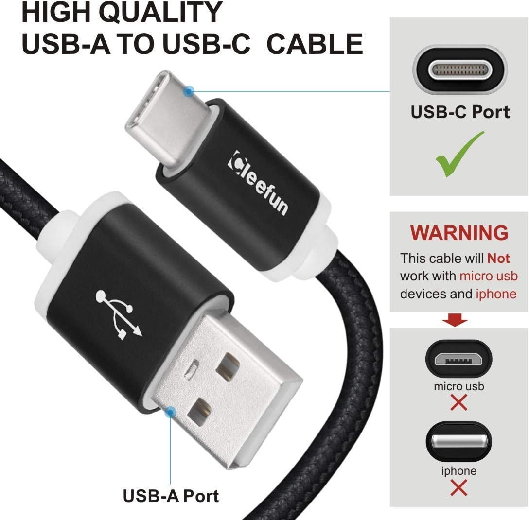 CLEEFUN USB C Cable [6-Pack, 3/3/6/6/10/10 ft], Fast Charging Nylon Braided Type C Charger Cord Compatible with Samsung Galaxy Note 10 10+ 9 8, S10e S10 S9 S8 Plus S10+ S9+, LG G7 G6 G5 V40 V35 V30