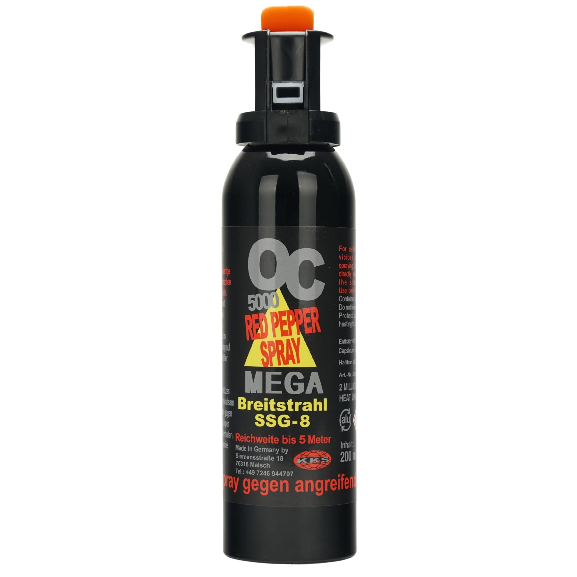 Pfefferspray OC 5000 Breitstrahl mit Fingergriff 150ml 200ml zur Tierabwehr 1 Mio. Scoville
