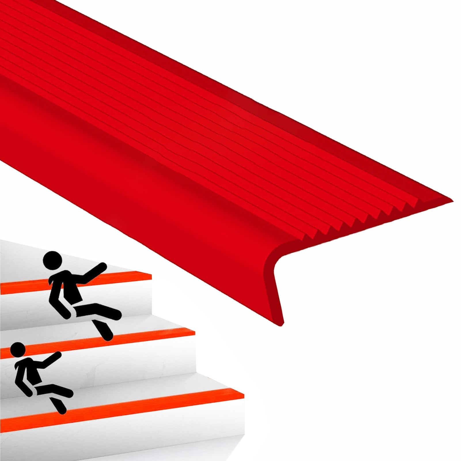 Perfil de Vinilo Autoadhesivo para escaleras (3 pies, 6 pies, 10 pies, 20 pies, 30 pies, 50 pies), Protector Antideslizante para Bordes de escalones, Tira de transición para escaleras interi
