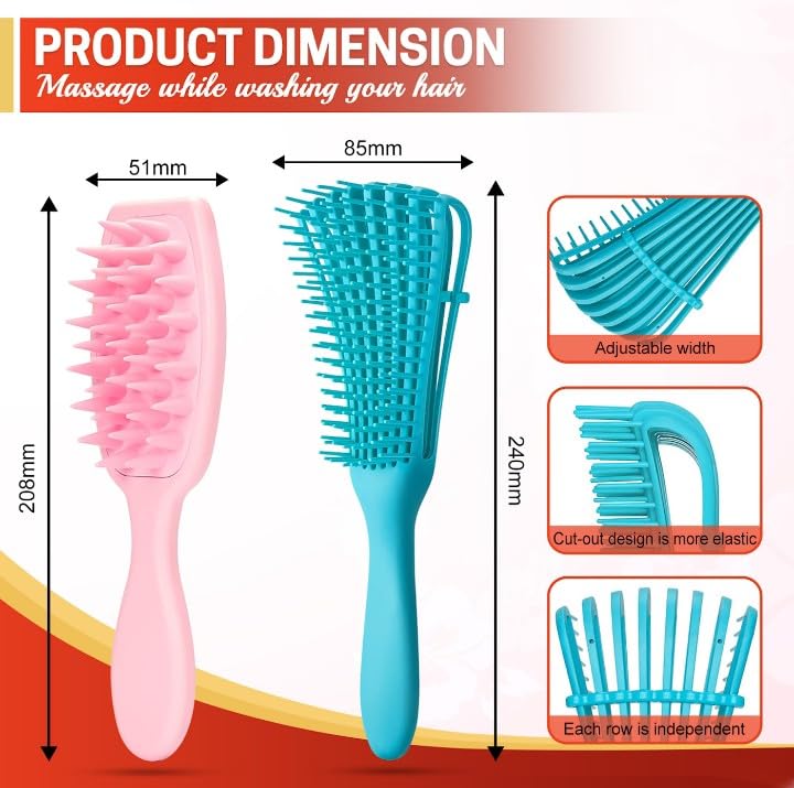 Miniatura 2 de cepillo de pelo rizado desenredante para el cuero cabelludo estimulador paquete de crecimiento masajeador champú exfoliante