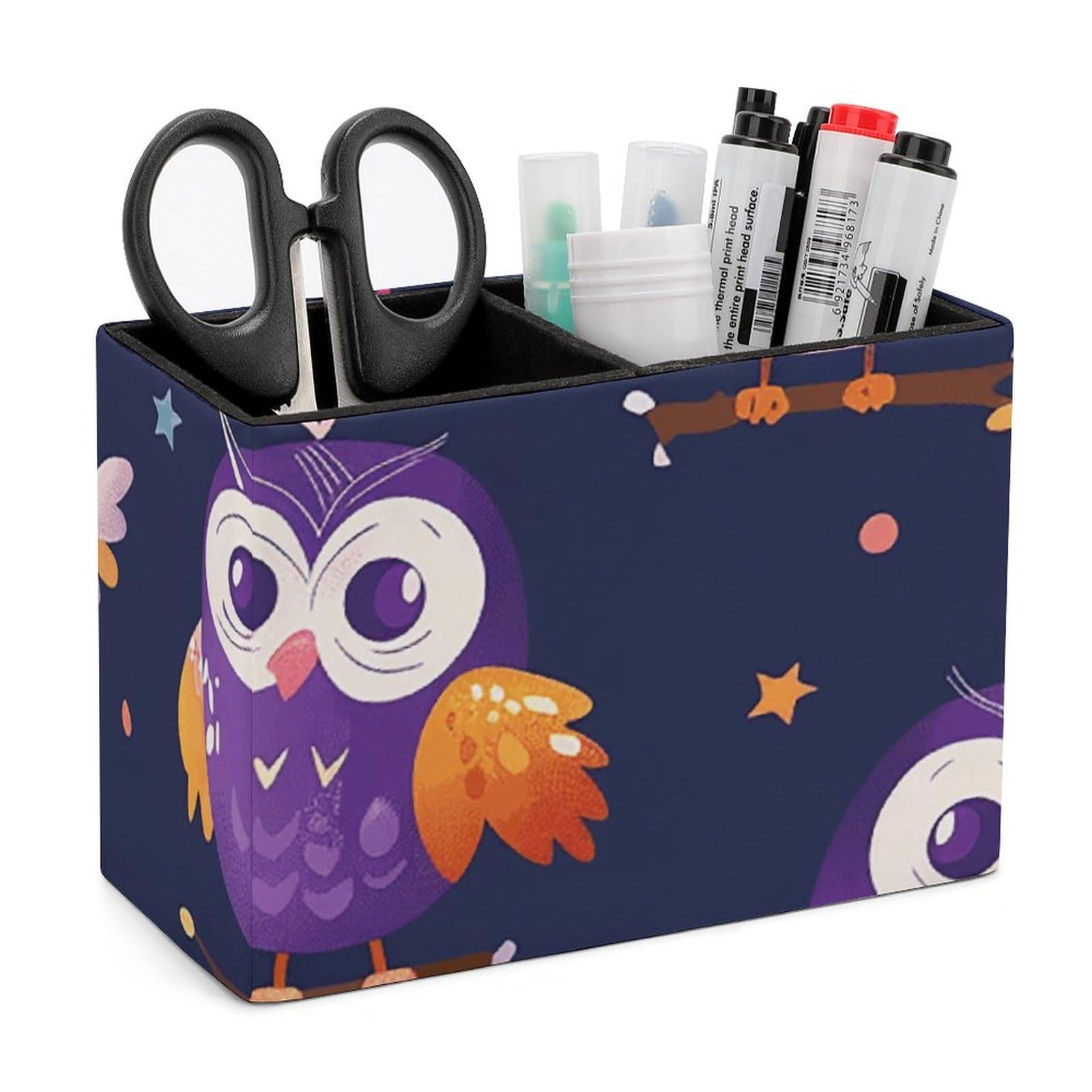 Organisateur de bureau hibou en cuir synthétique pour une chambre d'enfant ordonnée