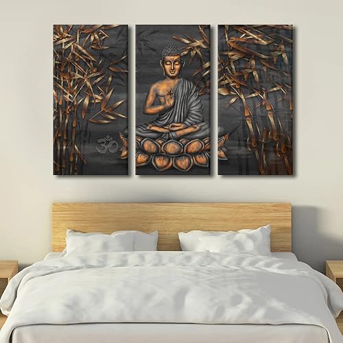 Vista 322 de TUMOVO Wall Art for Living Room Buddha Sculpture Flower Paintings Canvas Wall Art 3 Panel Wall Art Canvas Artwork Wall Decor Large Wall Decor Canvas