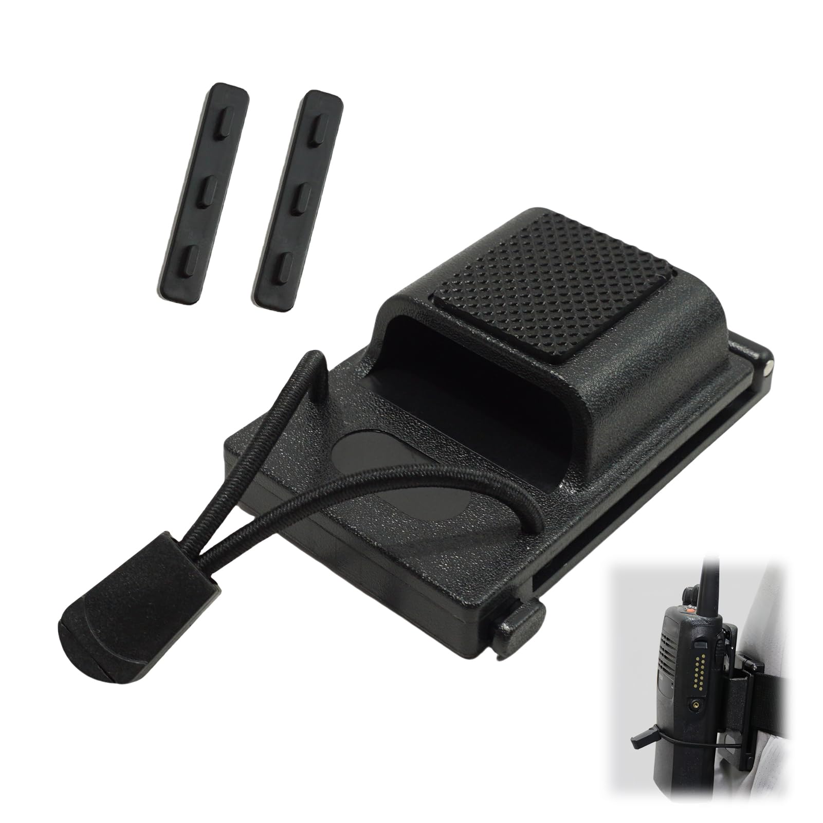 Supporto per Walkie Talkie con Clip per Cintura da 25-58mm, Compatibile con Gilet Mo-lle e Cinture di Servizio, Accessorio Radio per Forze dell'Ordine, Colore Nero