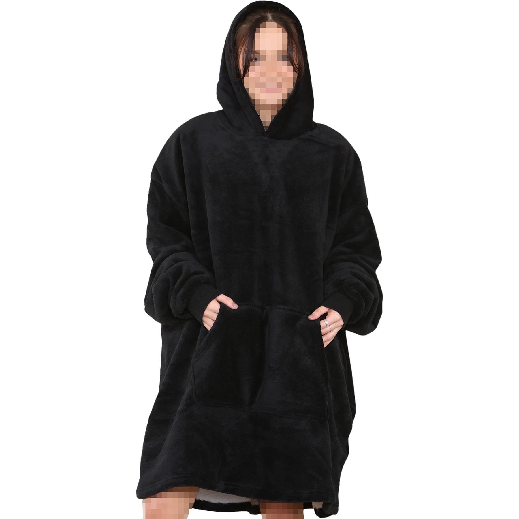 A2Z Adult Oversized Hoodie Snuggle Warmth Sherpa Fleece Lining - Snuggle 958 Black Adult One Size