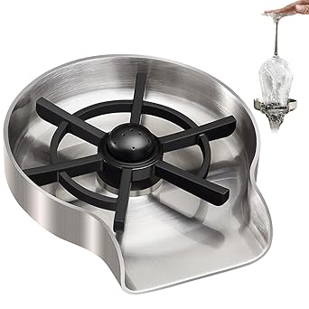 Glass Rinser for Kitchen Sinks Glass Cup Bottle Washer Cleaner for Home Bar Glass Rinser Kitchen Sink Accessories Stainless Steel Brushed Nickel 3311SN