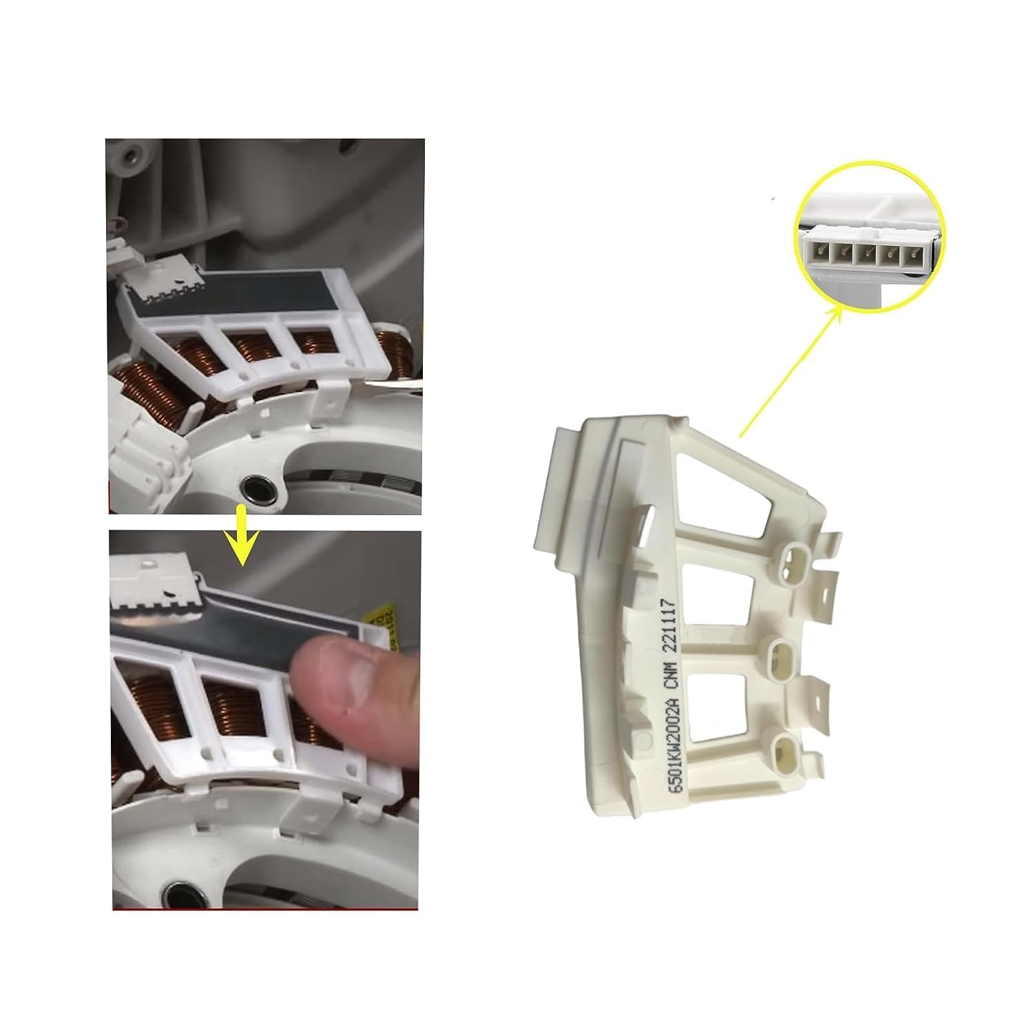 6501KW2002A Washer Rotor Position Sensor - Replacement Part For Kenmore & LG Washing Machines (Fits WM2016CW, WM3170CW, WM3370HWA, WM3575CW) - View #3