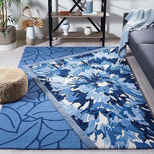 Image of 4x6 Ft Wool Tufted Rug - Compact Handcrafted Carpet for Small Living Rooms, Bedrooms & Study Areas