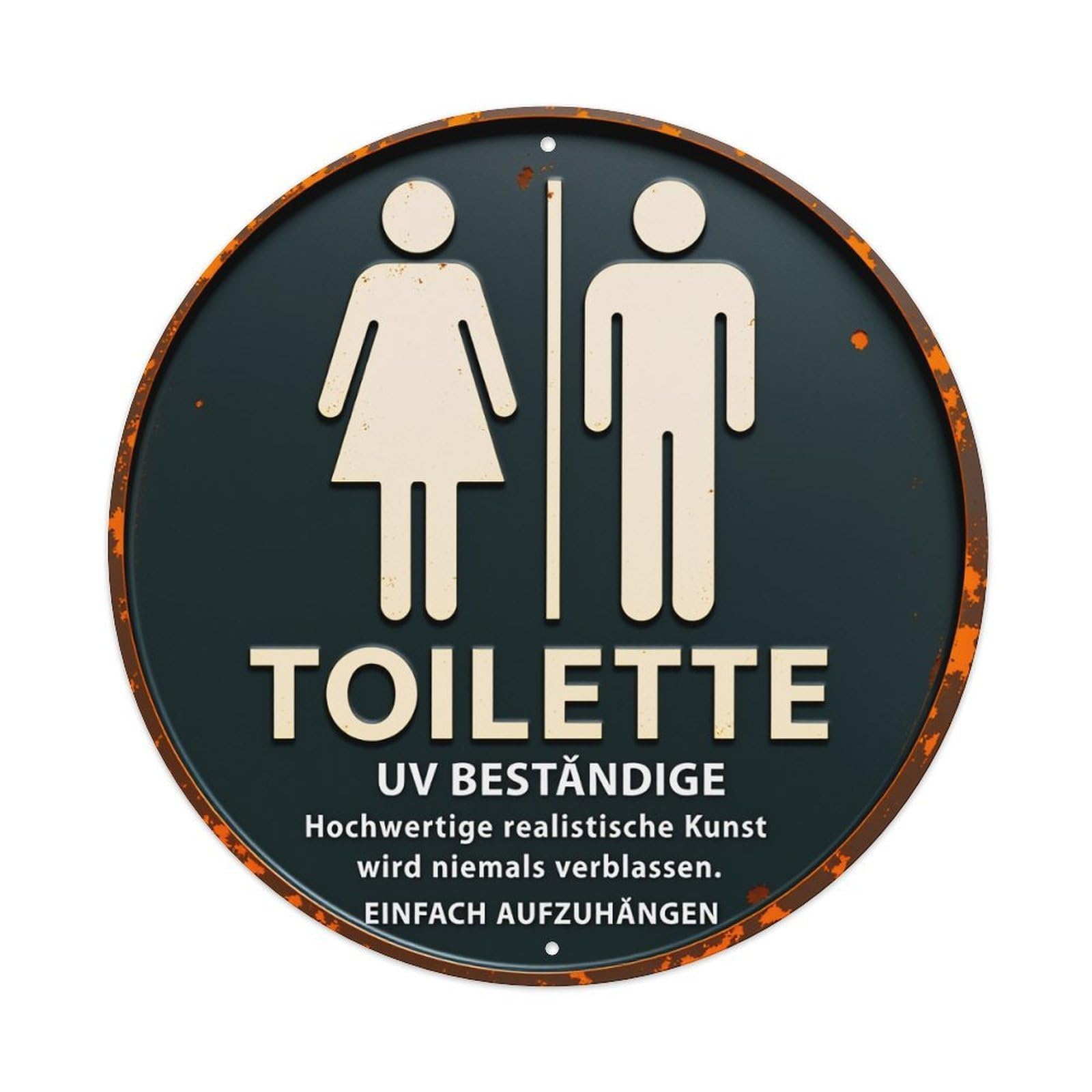 Toilette Sign Male Female Symbol Round Tin Sign Vintage Metal Poster Retro Bar, Home, Man Cave, Kitchen, Laundry Room Wall Art Decor Gift 8x8Inch