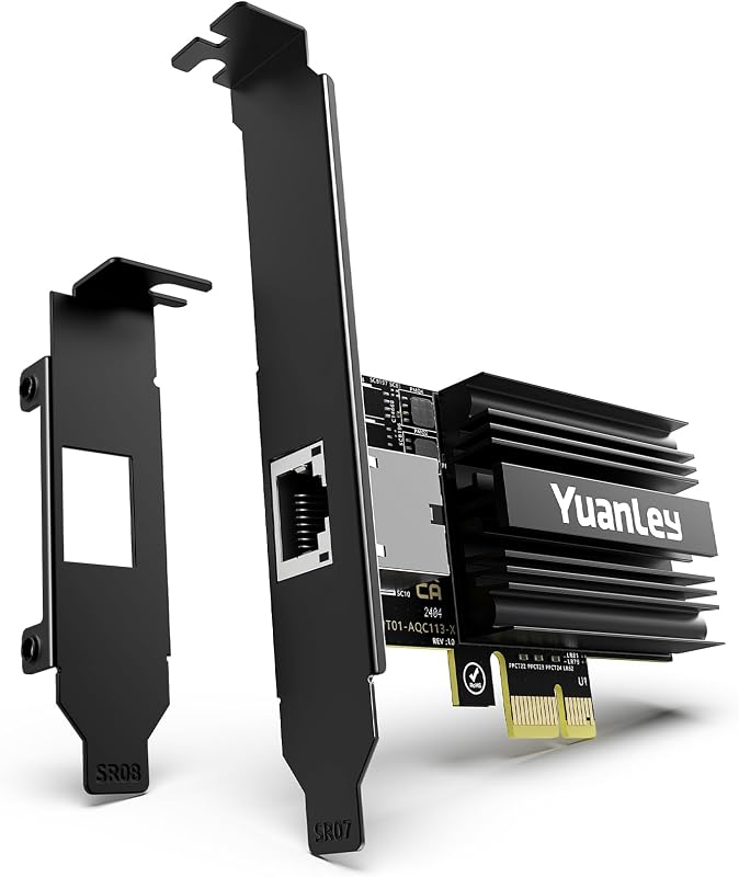 YuanLey 10G PCIe Hálózati Kártya Marvell AQC113 Vezérlővel, 10Gb Ethernet Adapter RJ45 Csatlakozóval, Windows 10/11 és Linux Kompatibilis