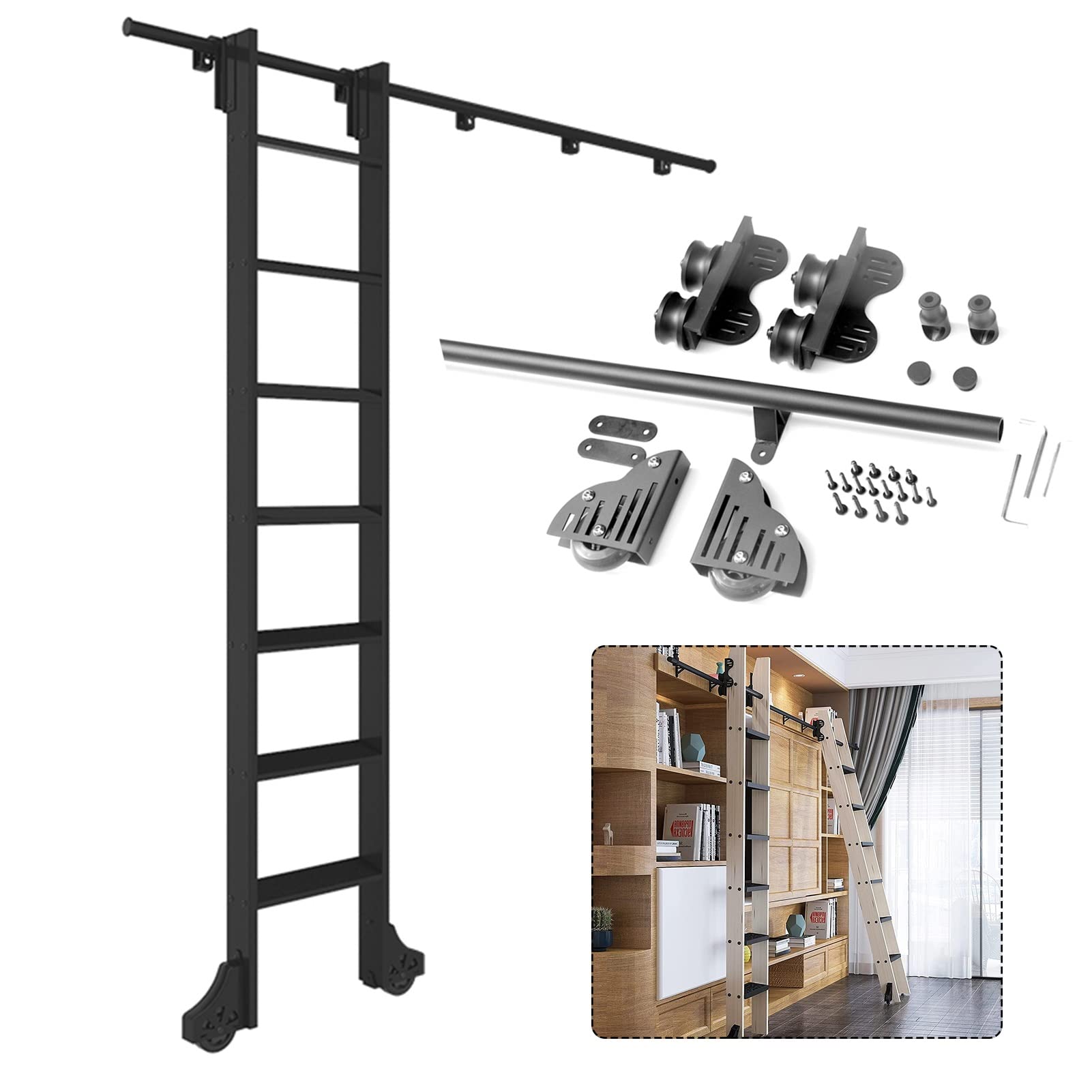 Kit quincaillerie pour echelle roulante a tube rond retractable de 3,3 a 20 pieds avec roulettes