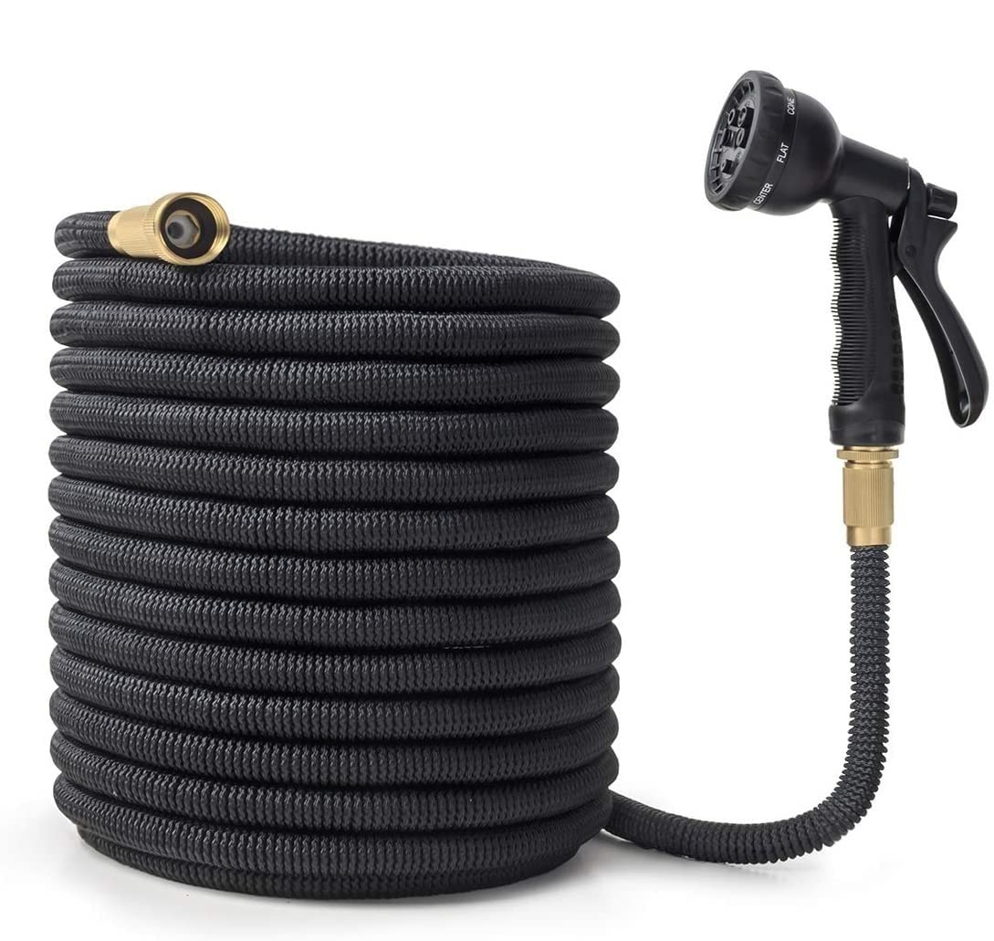 Tubo del Tubo da Giardino espandibile Leggero - 8 Funzione Spray Gun, flessibilità Senza Bacino - Include Custodia e Gancio for Una Facile conservazione 5 0ft Nero
