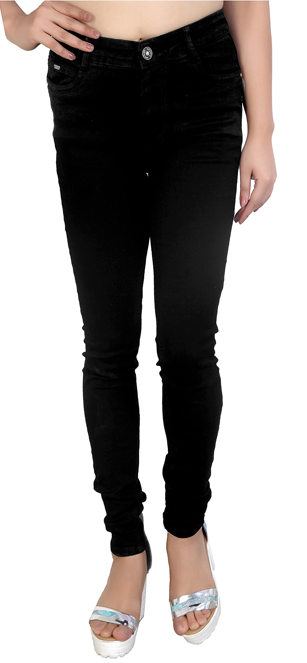 fck-3 Stretchable Denim Fabric High Rise Pencil Fit Merging Spray Effect Regular Fit Jeans for Women-picture-14
