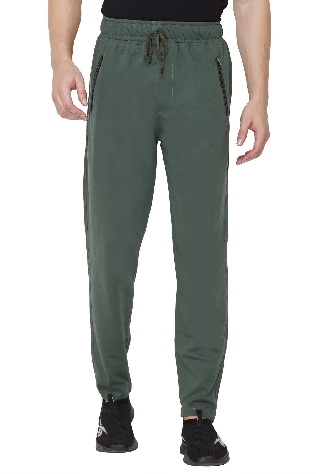 Jinxer Plus Size Cotton Loop Knit Lowers for Men, Zip Pocket, Night Pant, Joggers, Sports Trousers, Gym n Lounge Wear Track Pant for Boys_Olive_5XL-picture-11