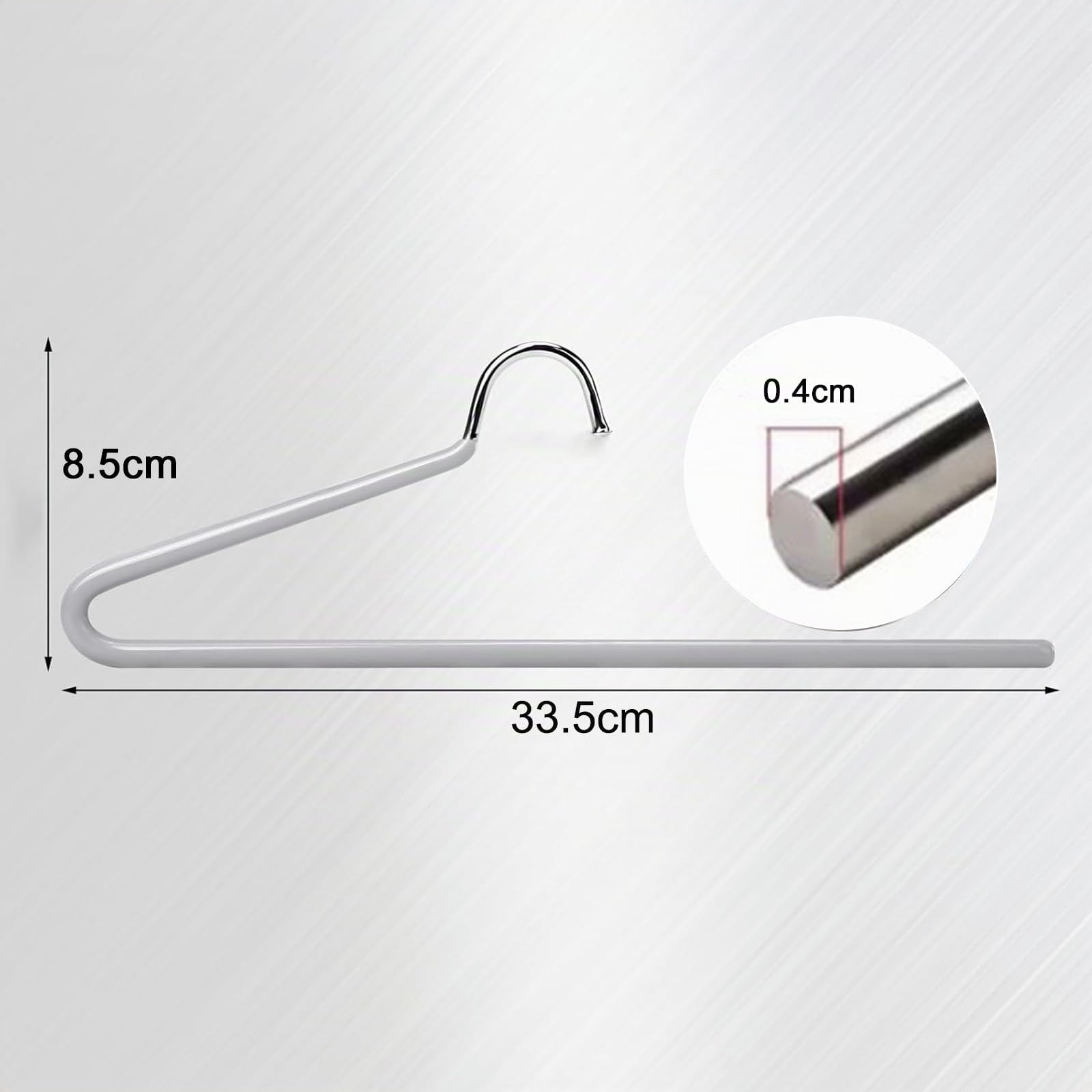 Grucce Pantaloni, 20 Pezzi Metallo Salvaspazio Grucce Appendiabiti 33,5cm | Acciaio inox resistente, gommate antiscivolo, design aperto, pantaloni gonne calze, organizzazione armadio, grigio