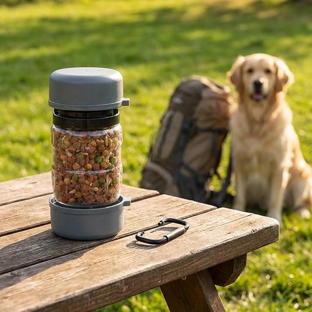 Suinga Comedero Bebedero de Viaje Perros y Gatos 1,5 L Gris