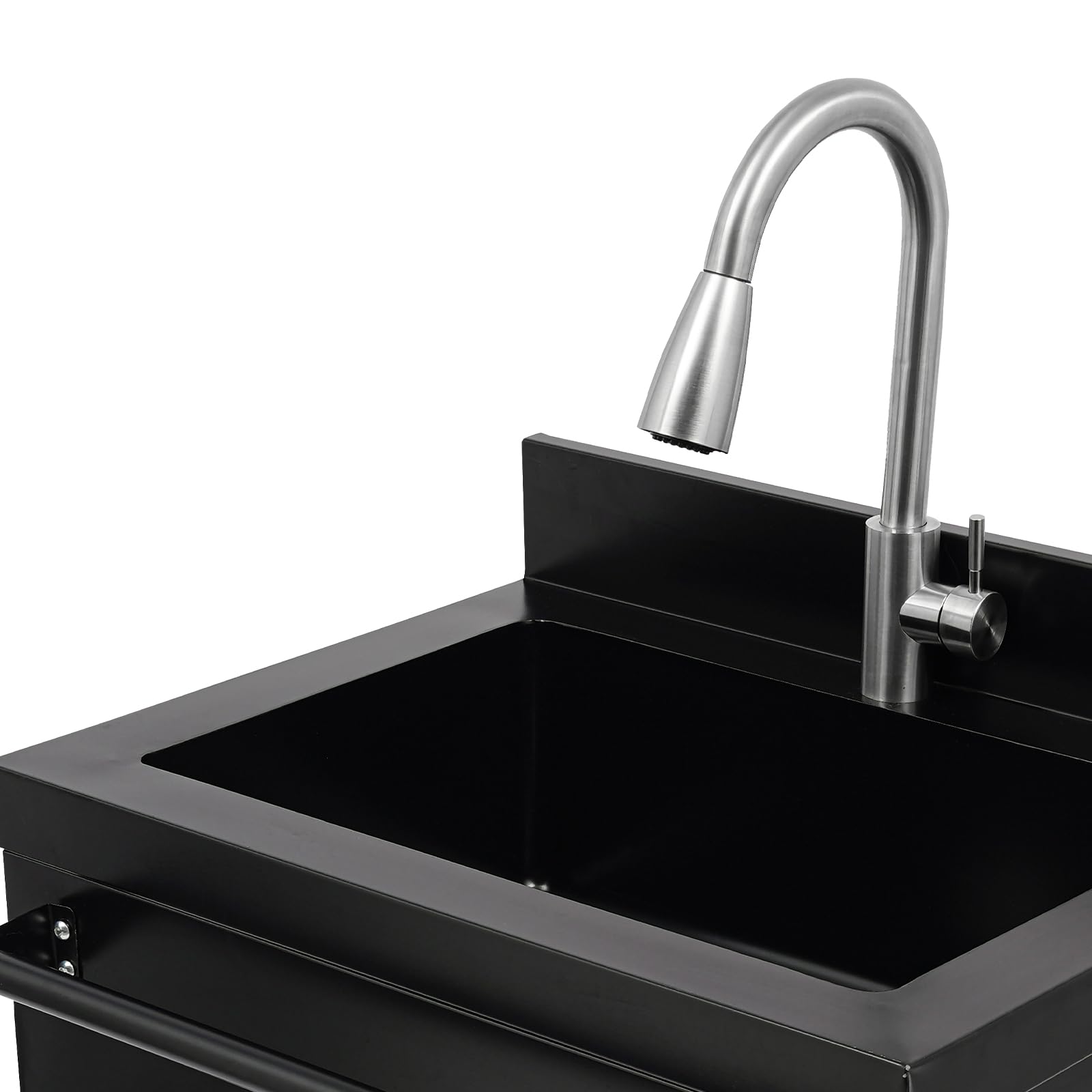 Lavabo freestanding catering cucina ristorante lavello multiuso monovaso con rubinetto, ripiani per garage, lavanderia, giardino, 66 x 52 x 86 cm