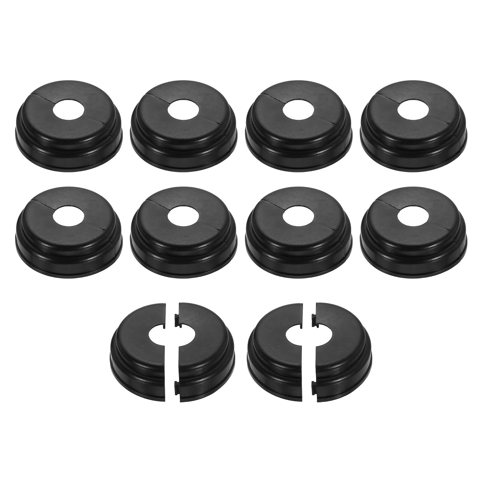 sourcing map 10Pcs Post Skirt, 3.54" Plastic Split Style Post Base Cover Trim Skirt, Round Deck Pipe Cover Decoration Brackets Fit 1" OD Pipe for Fence Stair Handrail Railing Porch, Black