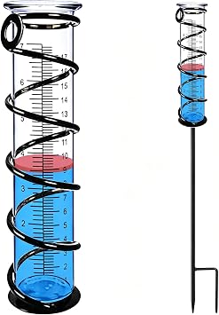 Rain Gauge, Rain Gauge Outdoor, Rain Gauges Outdoors Best Rated for Yard with Stake, Rain Water Meter Measuring with Metal Frame, Decorative for Garden, Deck, Lawn, Landscape