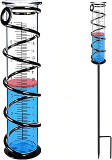 Rain Gauge, Rain Gauge Outdoor, Rain Gauges Outdoors Best Rated for Yard with Stake, Rain Water Meter Measuring with Metal Frame, Decorative for Garden, Deck, Lawn, Landscape