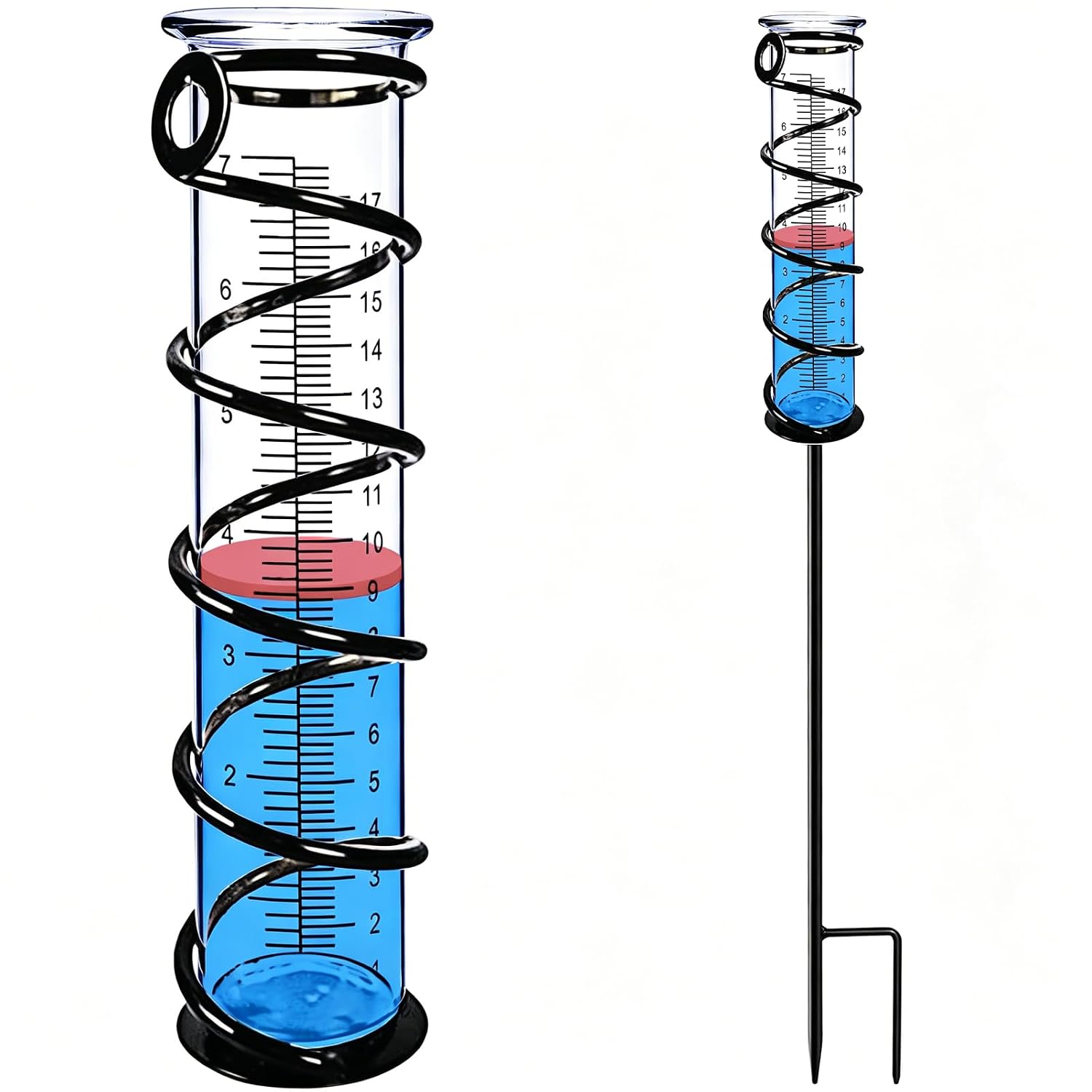 BIUWING Rain Gauge, Rain Gauge Outdoor, Rain Gauges Outdoors Best Rated for Yard with Stake, Rain Water Meter Measuring with Metal Frame, Decorative for Garden, Deck, Lawn, Landscape