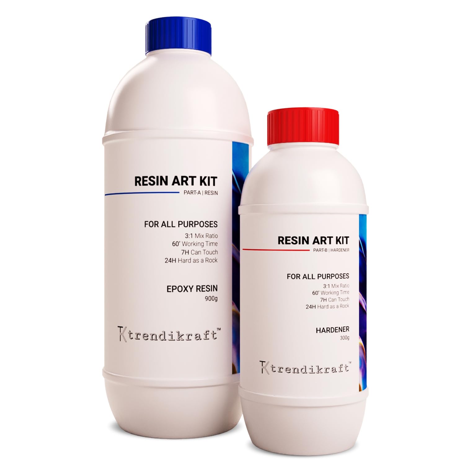 TRENDIKRAFT 3:1 Crystal Clear Epoxy Resin Art Kit with Liquid Hardener Raisins Art & Craft Material For Beginners Artists DIY Activities with High Gloss, Odour Free, Bubble Free Smooth Rasin,1.2 kgs