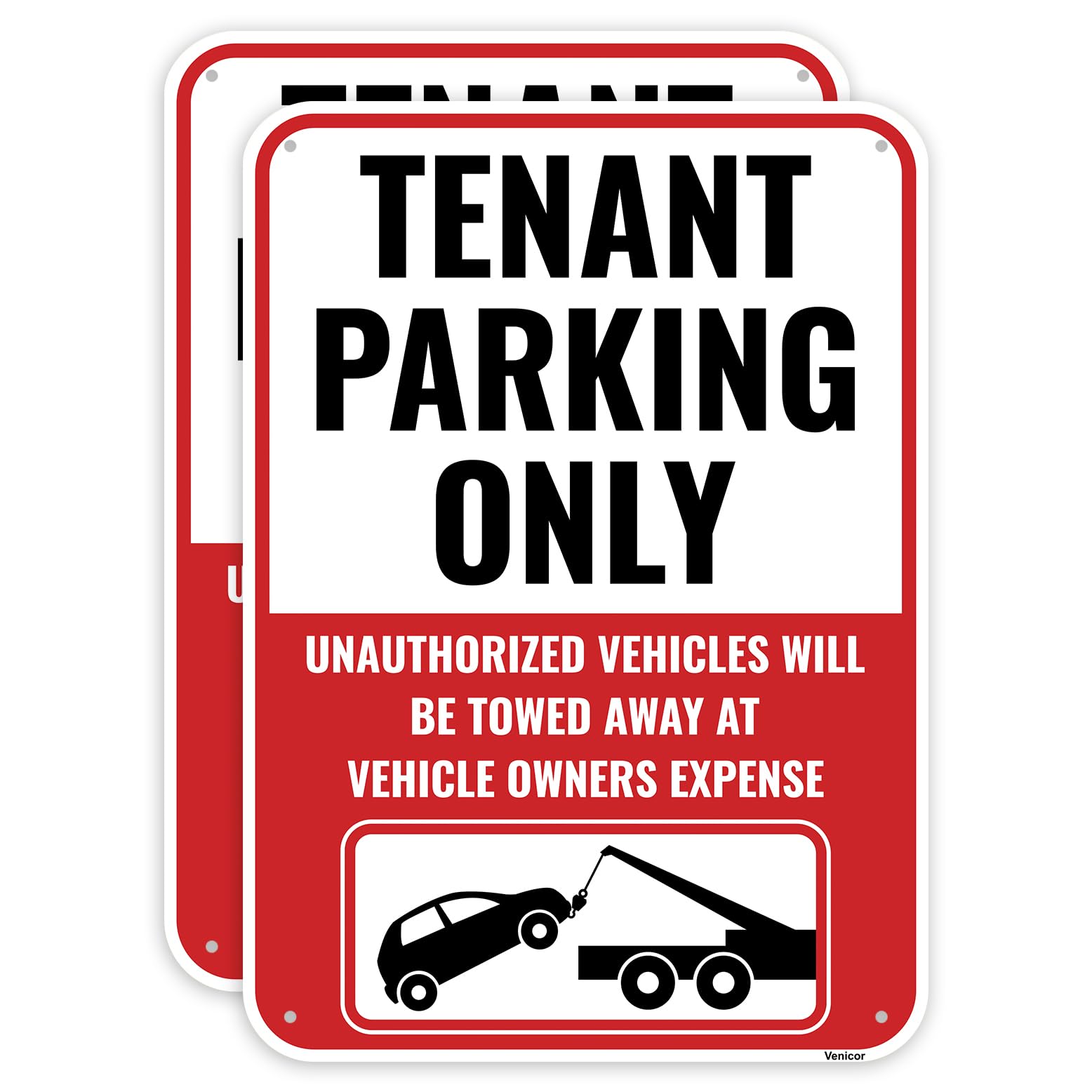 2PC Tenant Parking Only Sign, 14 x 10 Inches - Aluminum - Resident Parking Sign