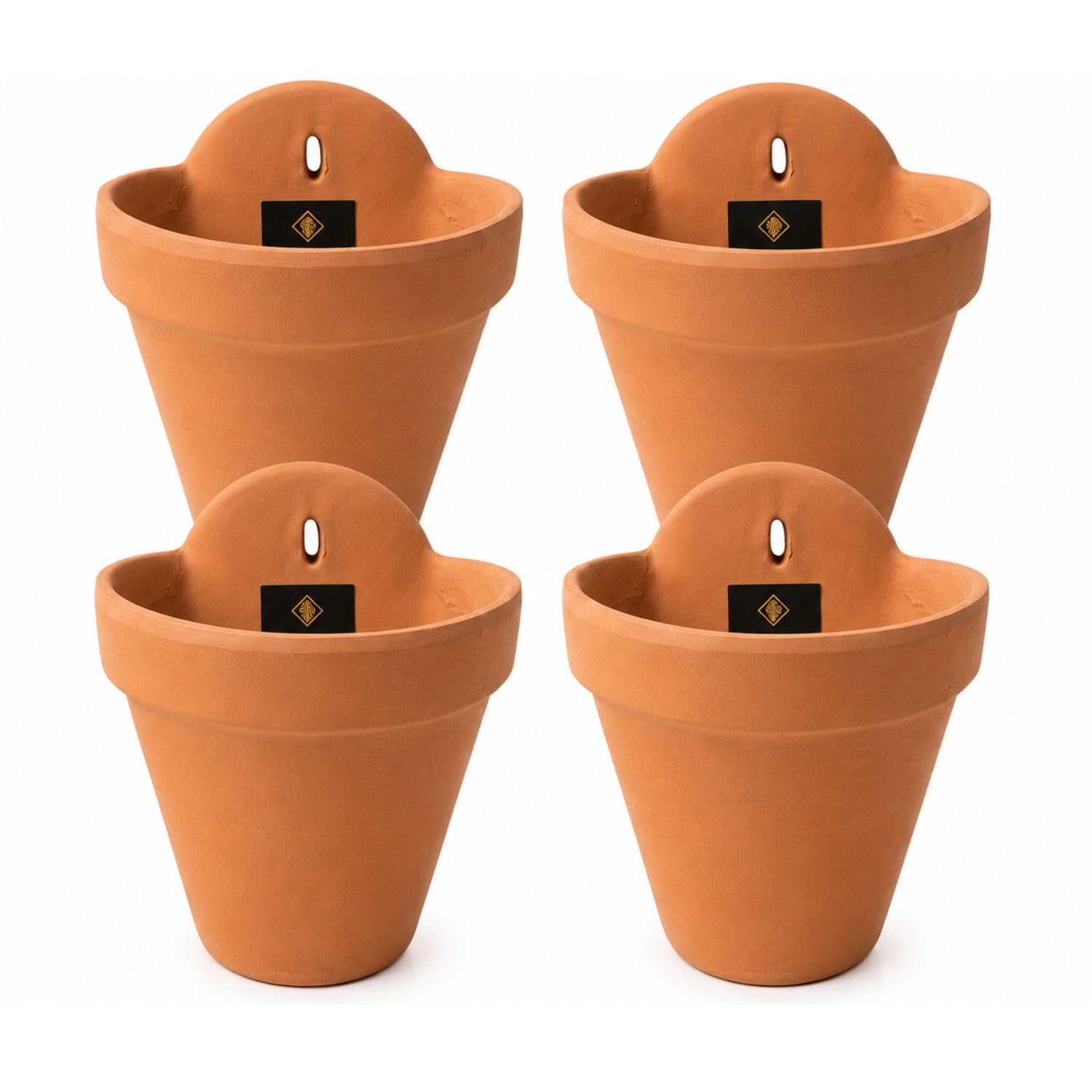 Maceta Exterior Colgante Set 4 Unidades | Terracota 18x18x21 cm | con Orificio para Colgar | Cerámica Resistente | Ideal para Pared Jardín Balcón | Diseño Clásico