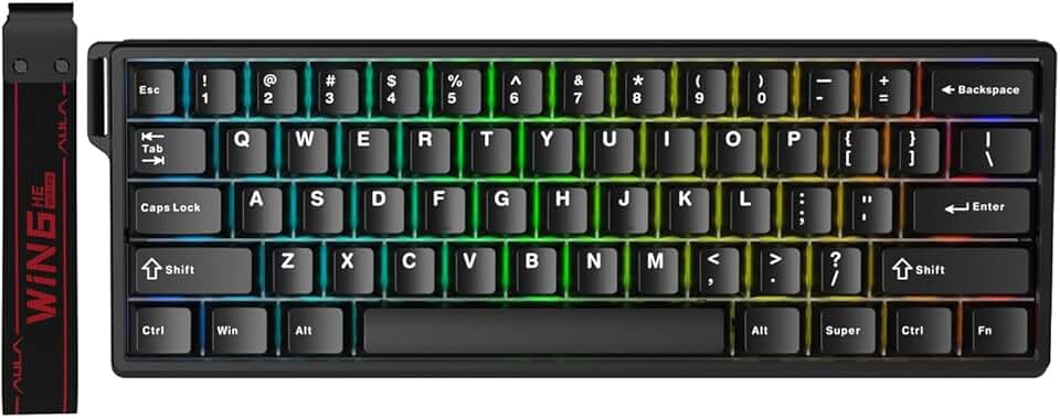 Teclado Mecânico Gamer AULA WIN60 HE Preto com Switch Magnético de Alta Precisão 8kHz RGB e Layout US