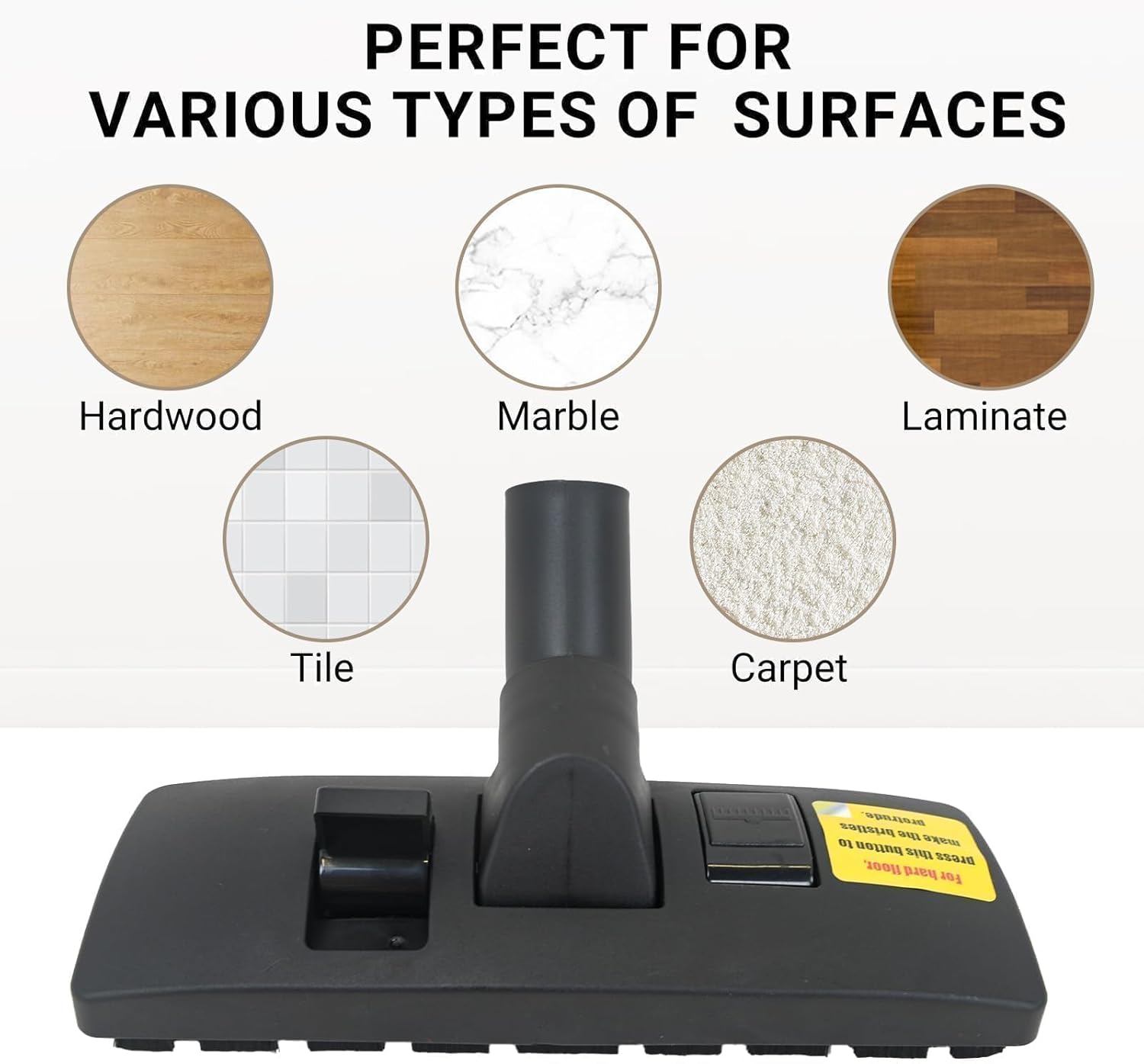 EZ SPARES Universal Vacuum Cleaner Floor Brush Attachment,Compatible with Most Brand,Hoover, Eureka, Rainbow,Shop VAC,Nozzle Tool, 2-in-1 for Hard Floor&Carpet (With An Adapter and Mini Clean Brush)