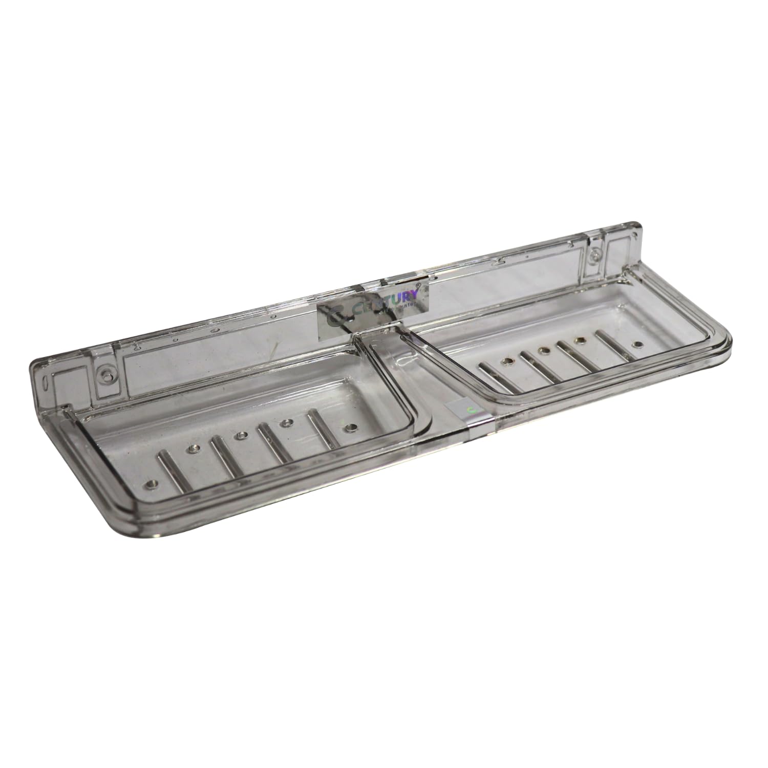 CENTURY Bath Double Soap Dish | ABS Soap Holder | Soap Dish for Bathroom | Bathroom Accessories | Dish Soap Holder for Kitchen Sink | Transparent Holder | Pack of 2, CAL-1112