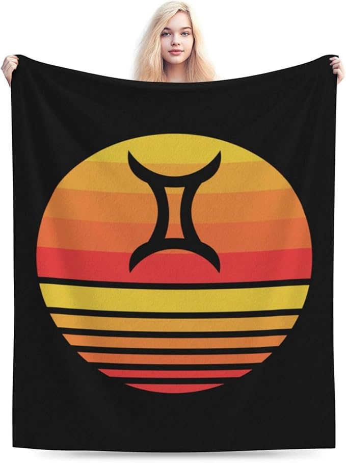 Zodiac Sign Gemini Symbol Throw Blanket for Couch Bed Sofa Blankets Super Soft Warm Cozy 40