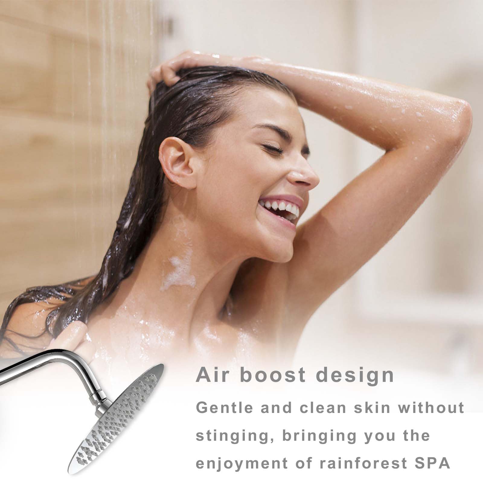 Rain Shower Head Made of Stainless Steel, Shower Head, Stainless Steel Shower Head, Adjustable Rain Shower, 8 Inches - Image 4
