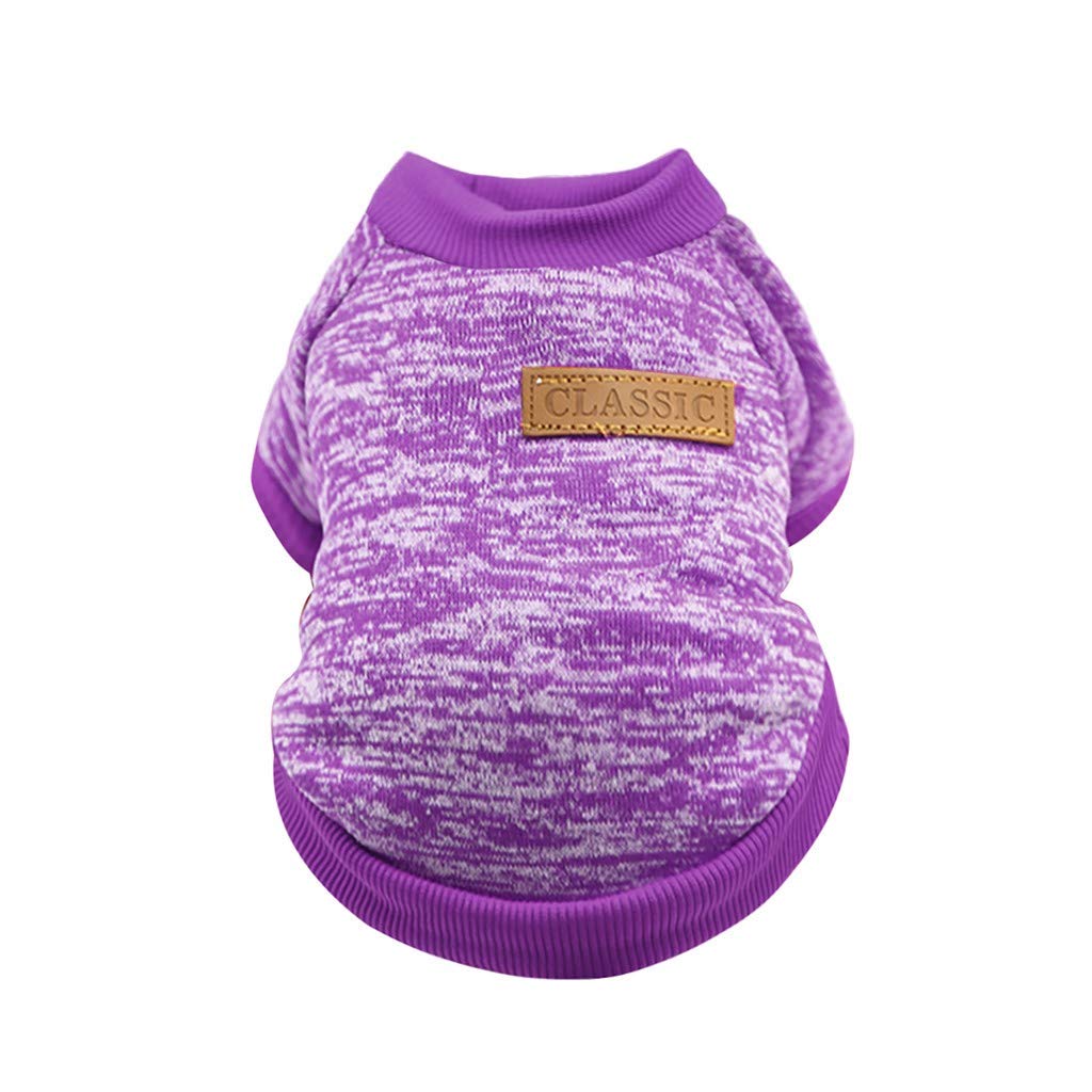 Pet Dog-Puppy Classic Sweater Sweatshirt Clothes Warm Jumper Winter Pet Clothes Hangers (Purple, L)