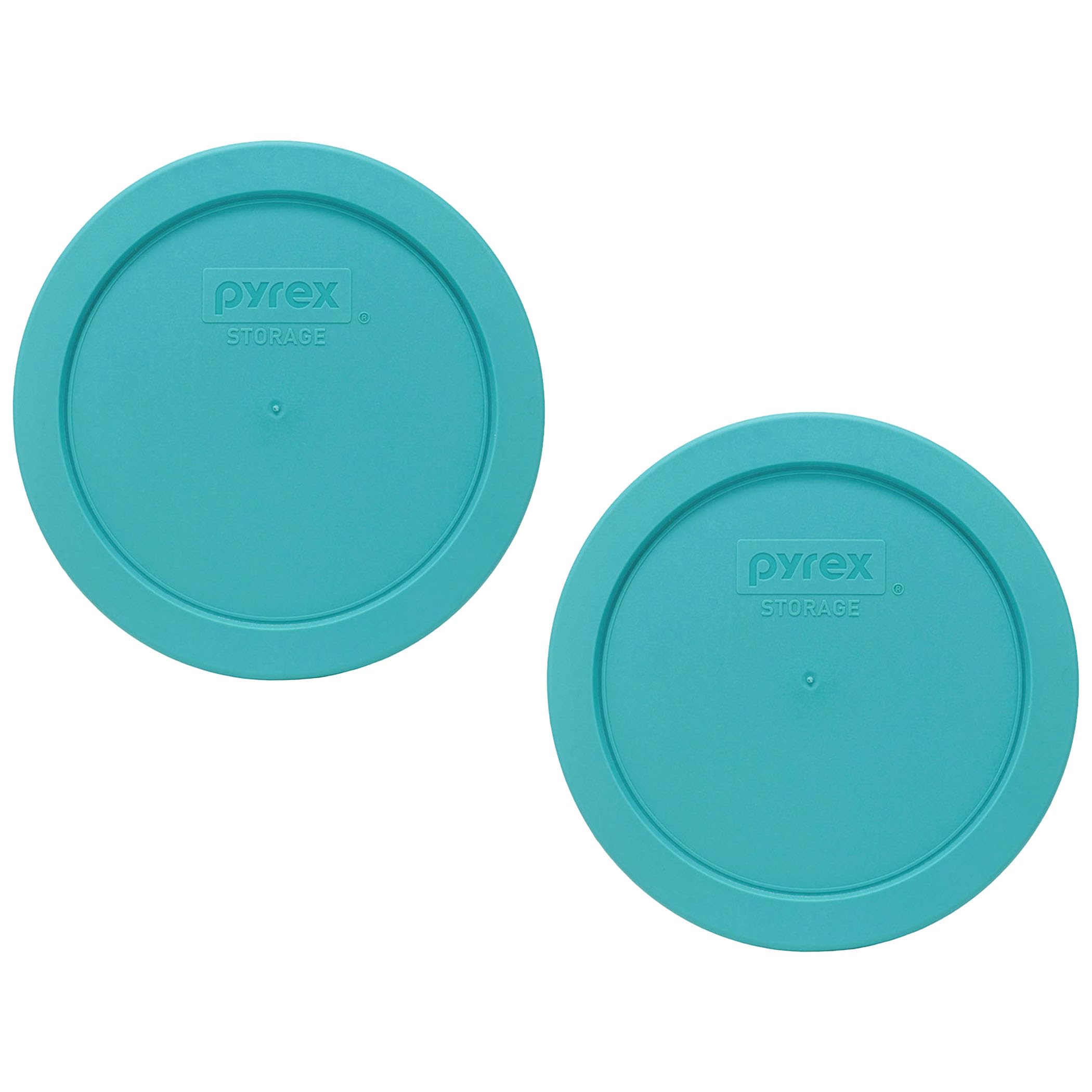 Pyrex 7201-PC Turquoise Round 4-Cup Plastic Food Storage Lid - Original Genuine Pyrex Lids -Made in the USA - 2 Pack